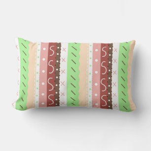 Brown, Burgundy, Green and Mauve Whimsical  Lumbar Cushion