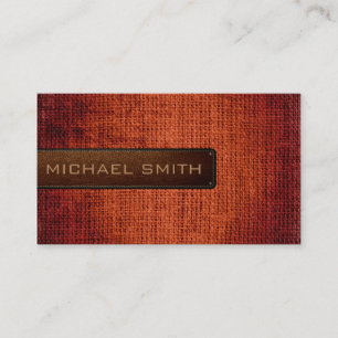 Brown Burlap Linen Rustic Jute Look Leather Business Card
