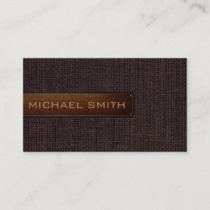 Brown Burlap Linen Rustic Jute Look Leather Business Card
