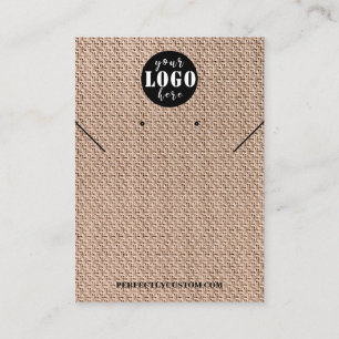 brown burlap paper necklace earrings business card