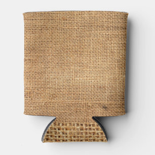 Brown Burlap Sack: Textured Cloth Background Can Cooler