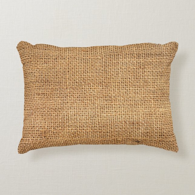 Brown Burlap Sack: Textured Cloth Background Decorative Cushion (Front)