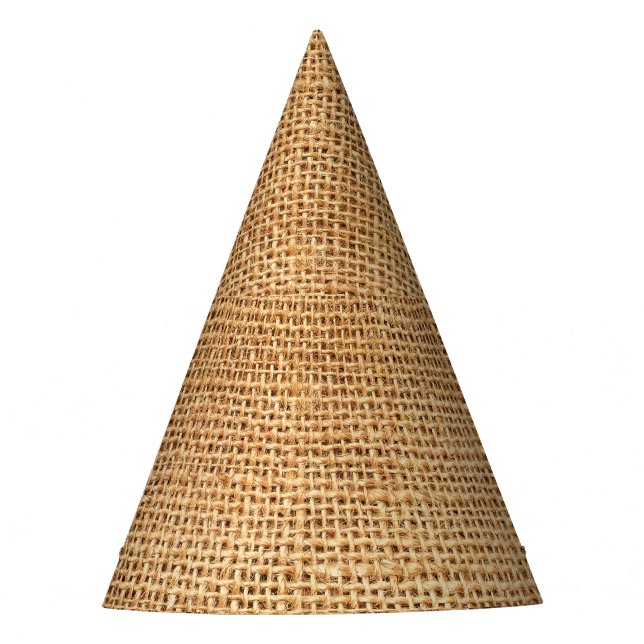 Brown Burlap Sack: Textured Cloth Background Party Hat (Front)