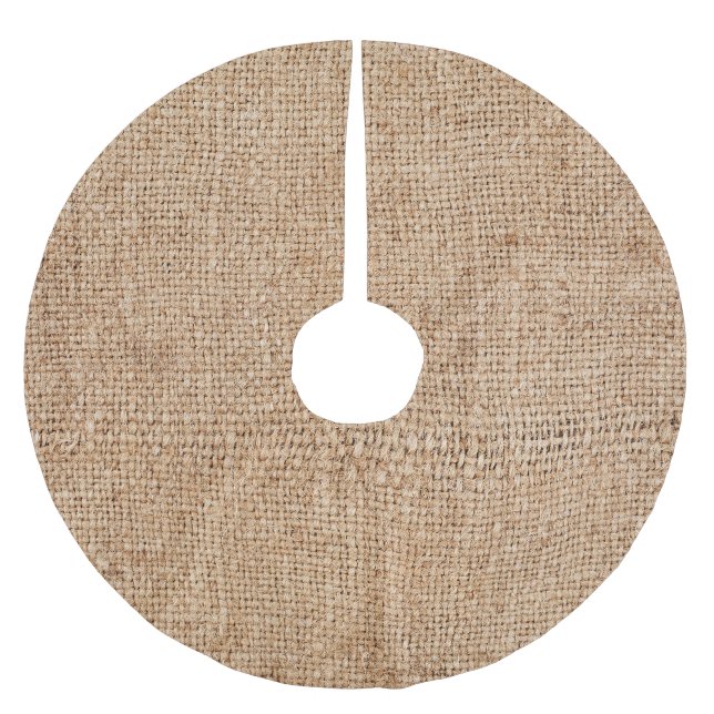 Brown burlap texture, rustic sackcloth. brushed polyester tree skirt (Front)