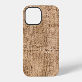 Brown burlap texture, rustic sackcloth. iPhone 12 case