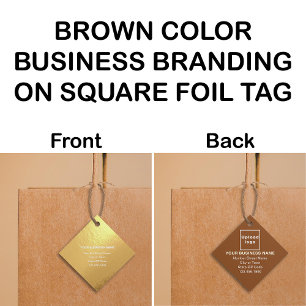 Brown Business Brand on Square Foil Tag