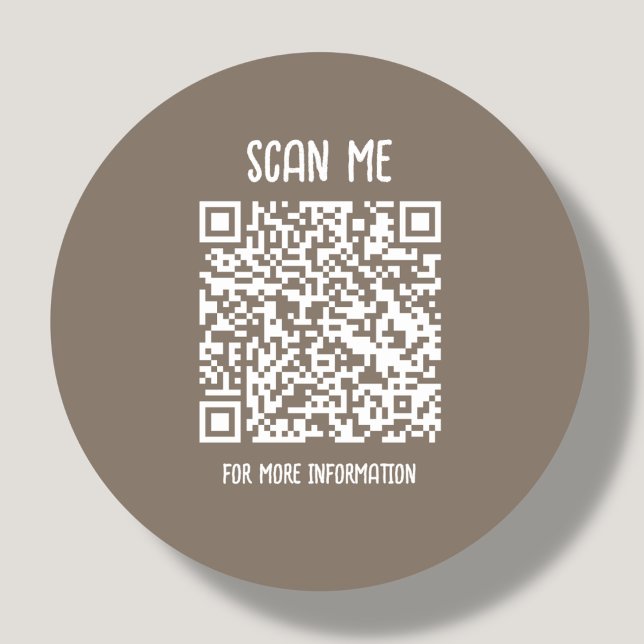 Brown | Business QR Code Scannable Classic Round Sticker (Creator Uploaded)