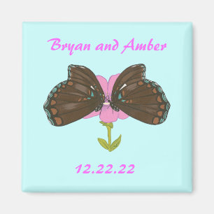 Brown Butterflies Save the date Wedding Magnets
