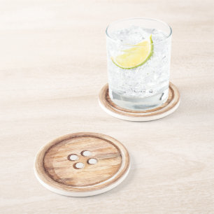 Brown Button Coaster