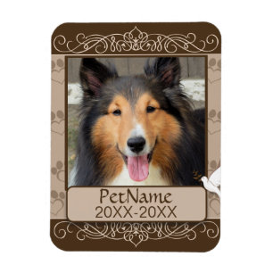 Brown Calligraph Swirls Custom Pet Sympathy Magnet