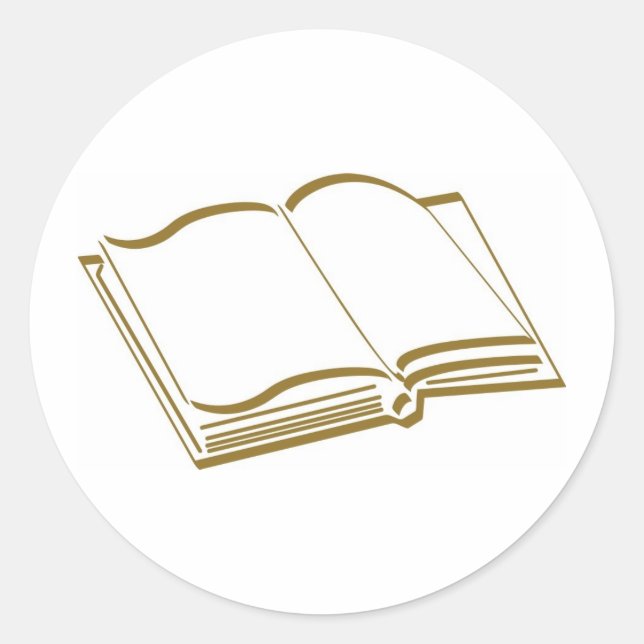 Brown Calligraphic Line Blank Book Classic Round Sticker (Front)