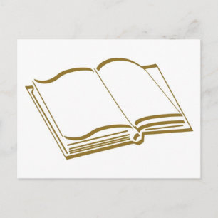 Brown Calligraphic Line Blank Book Postcard
