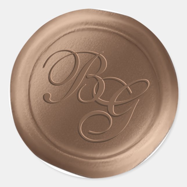 Brown Calligraphy Monogram Wax Seal Stickers (Front)