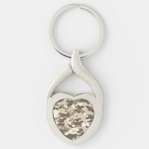 Brown Camo Design Key Ring