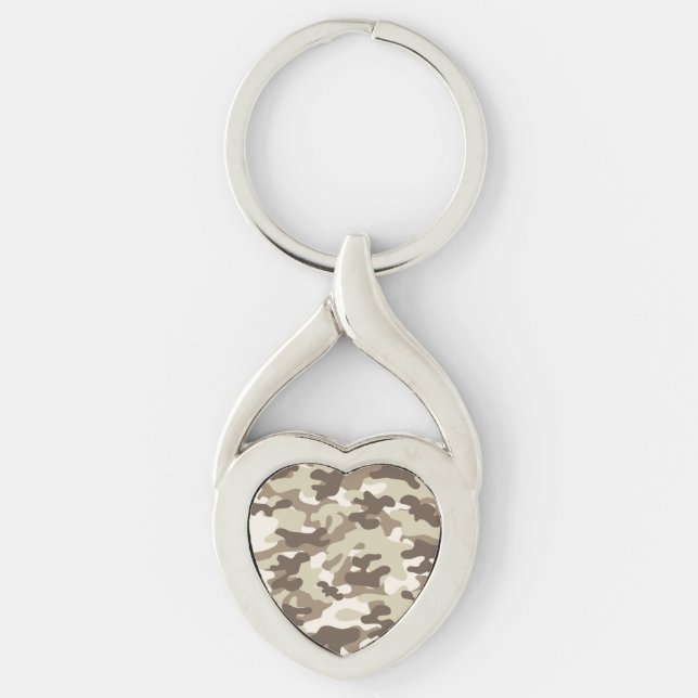 Brown Camo Design Key Ring (Front)