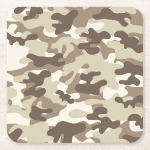 Brown Camo Design Square Paper Coaster