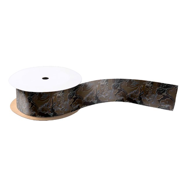 Brown Camo Effect Design Satin Ribbon (Spool)
