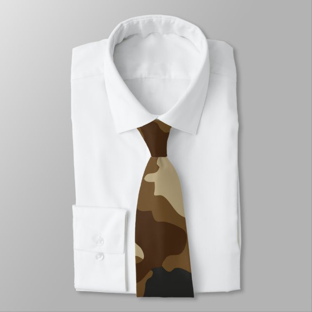 Brown Camo Neck Tie (Tied)