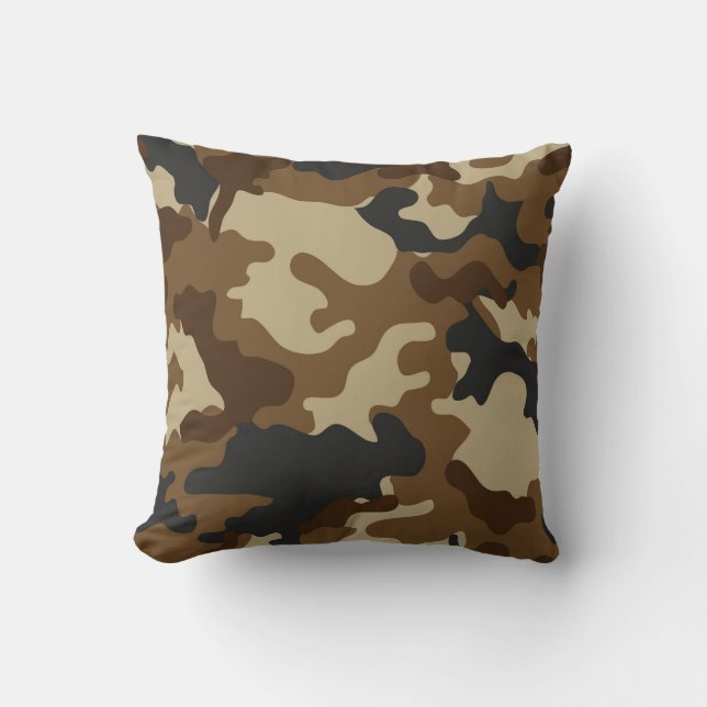 Brown Camo Throw Pillow (Front)