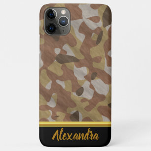 Brown Camouflage gold foil texture monogram 11 Case-Mate iPhone Case