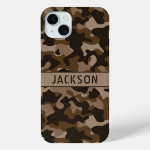 Brown Camouflage Personalised iPhone 15 Mini Case