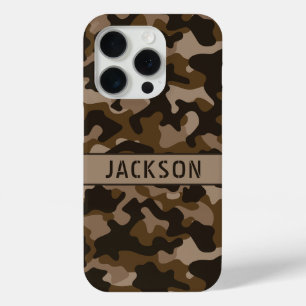 Brown Camouflage Personalised iPhone 15 Pro Case