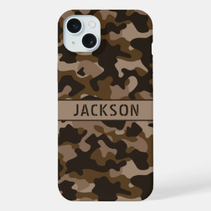 Brown Camouflage Personalised iPhone 15 Plus Case