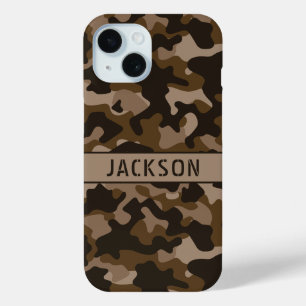Brown Camouflage Personalized iPhone 15 Case