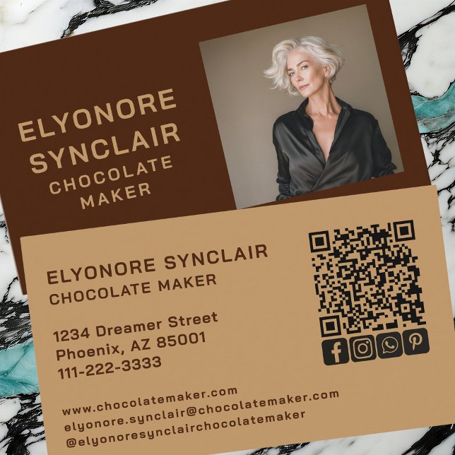 Brown Caramel Chocolate Maker Personal Photo Business Card (Creator Uploaded)