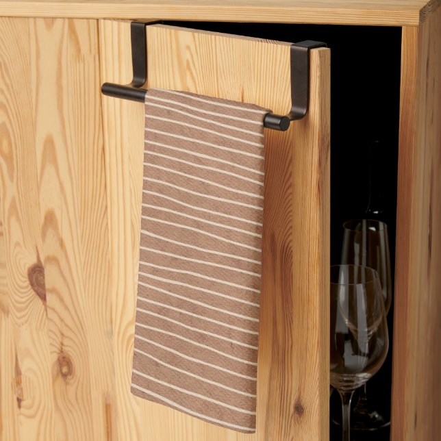 Brown Caramel Pale Stripes  Tea Towel (Thirds Fold)