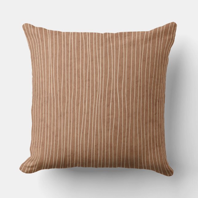 Brown Caramel Pale Stripes Throw Pillow (Front)