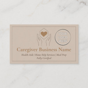 Brown Caregiver Logo Qr Code Business Card