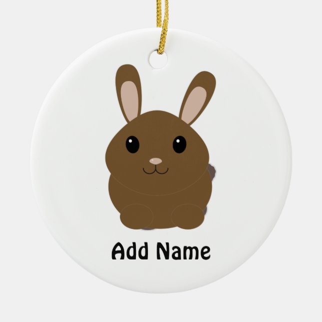 Brown Cartoon Bunny Ceramic Tree Decoration (Front)
