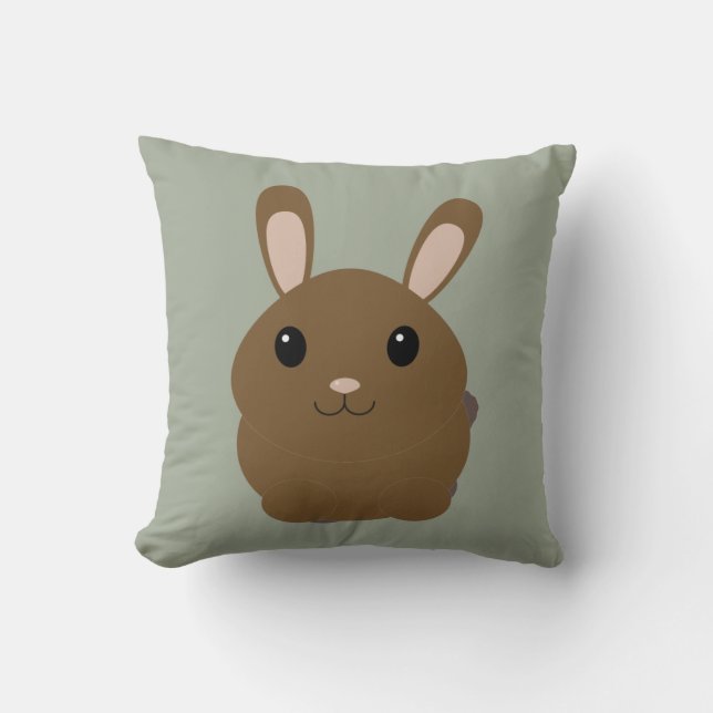 Brown Cartoon Bunny Cushion (Front)