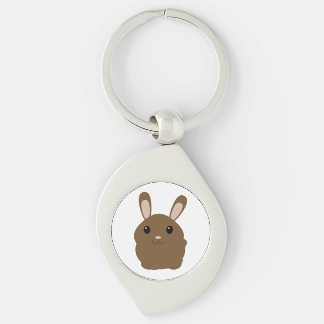 Brown Cartoon Bunny Key Ring (Front)