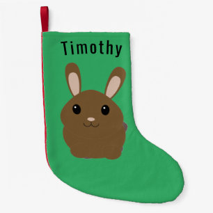 Brown Cartoon Bunny Small Christmas Stocking