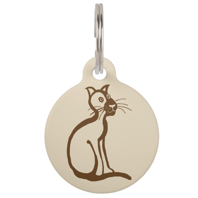 Brown cartoon cat pet tag (Front)