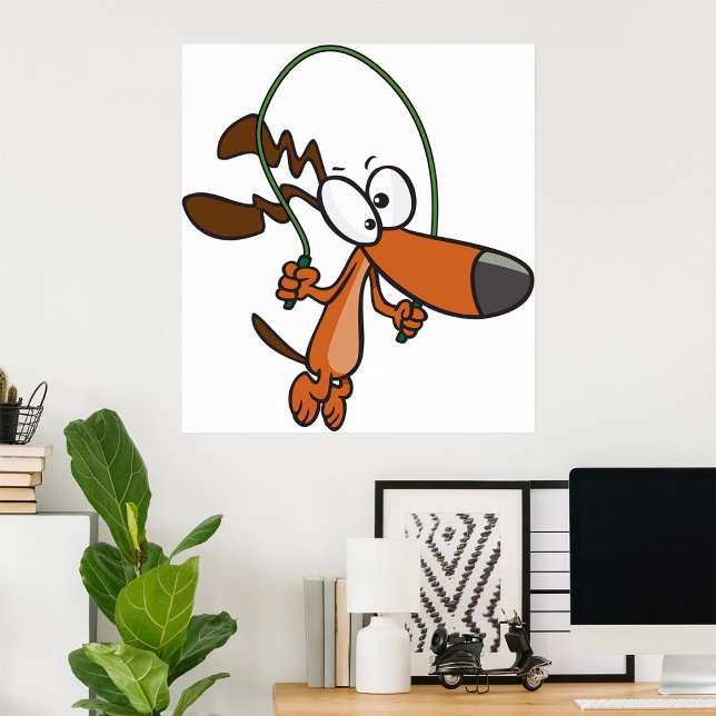 Brown Cartoon Dog Skipping Jump Rope Poster (Creator Uploaded)