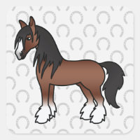 Brown Cartoon Gypsy Vanner Shire Clydesdale Horse