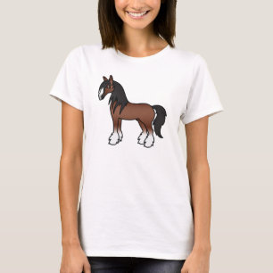 Brown Cartoon Gypsy Vanner Shire Clydesdale Horse T-Shirt