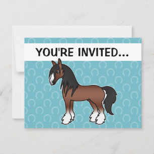 Brown Cartoon Gypsy Vanner Shire Clydesdale Invitation