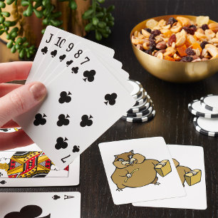 Brown Cartoon Hamster with Cheese Playing Cards