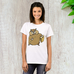 Brown Cartoon Hamster with Cheese T-Shirt