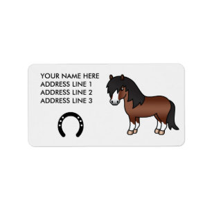 Brown Cartoon Shetland Pony Label