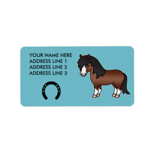 Brown Cartoon Shetland Pony Label