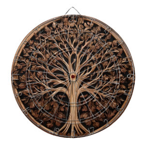 Brown Carved Australian Waratah Tree Print, Dartboard