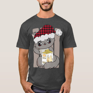Brown Cat Banana Milk Cute Chibi Kitten Anime Kawa T-Shirt