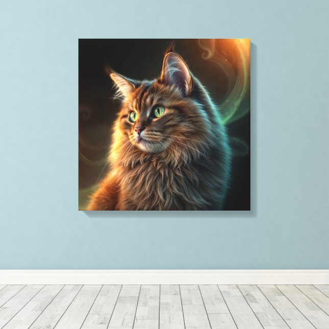 Brown Cat Canvas Print (Insitu(Wood Floor))
