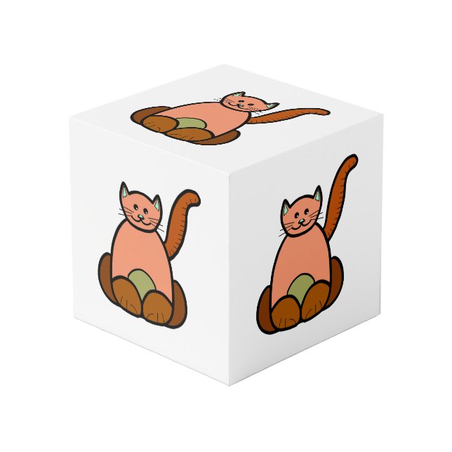 Brown cat cartoon cube (Front Angled)