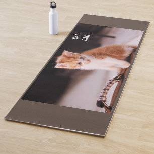 Brown "Cat Dad" Orange Kitten Yoga Mat